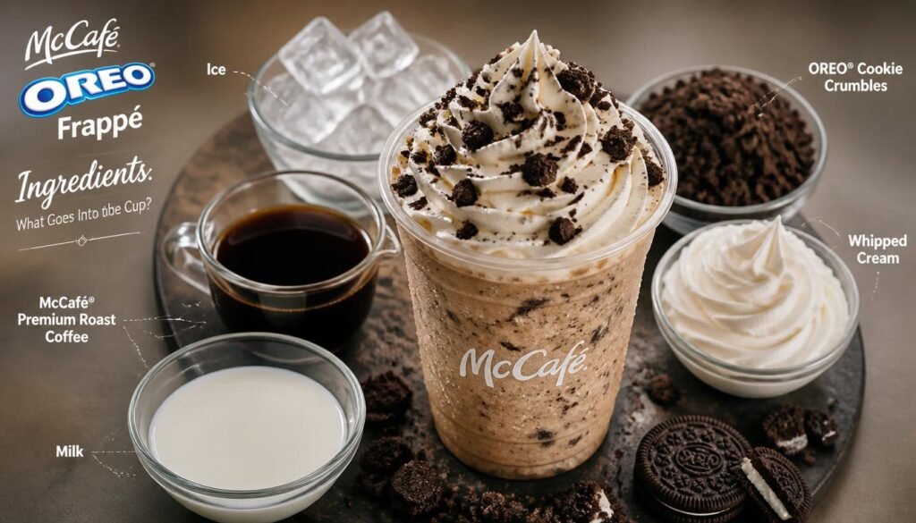 McCafé OREO® Frappé: A Creamy Chocolate-Coffee Treat That Turns an Ordinary Break Into a Little Celebration 2 McCafé OREO® Frappé Ingredients
