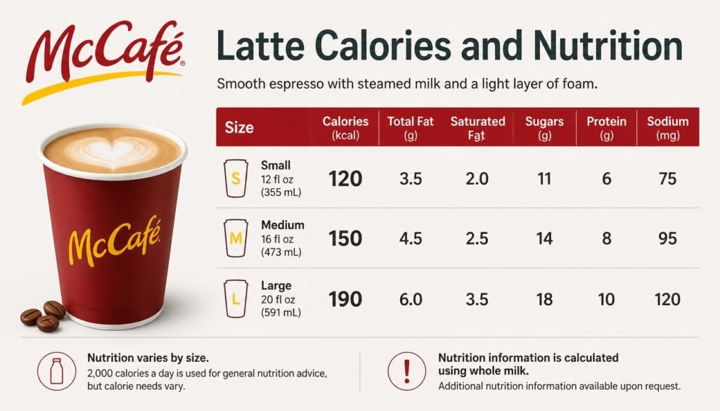 McCafé® Latte: A Warm Cup of Espresso, Steamed Milk, and Everyday Comfort 2 McCafé® Latte Calories and Nutrition