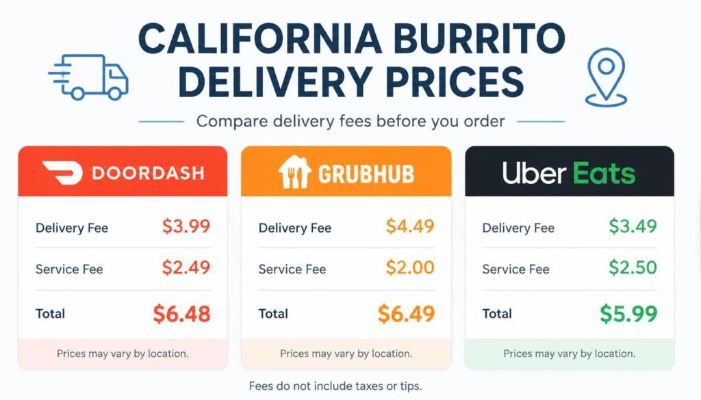 California Burrito Menu with Prices 2026 (United States) 3 California Burrito Delivery Prices