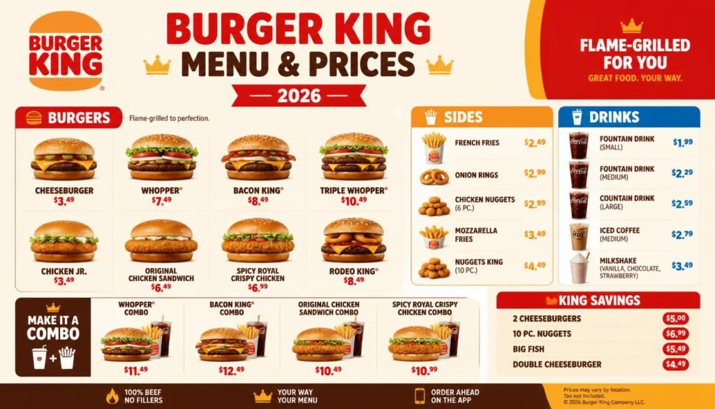 Burger King Preise 2026 – Aktuelle Burger King Preisliste 2 Burger King Menü Preise 2026