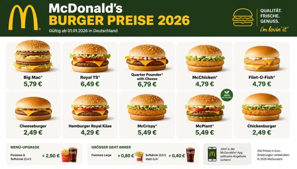 Mc Donalds Preise – 2026 Aktuelle Preisliste 2 McDonald’s Burger Preise 2026